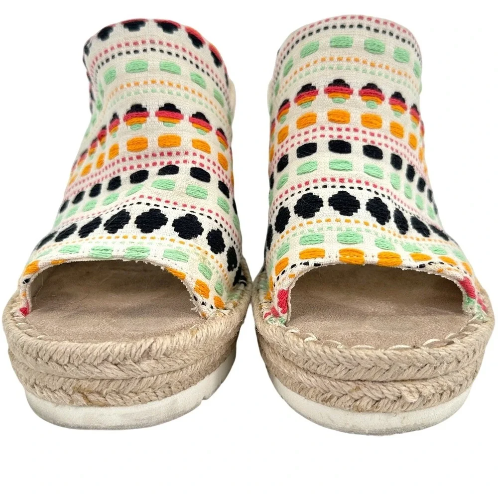 TOMS Monica Mule Embroidered Wedge Espadrille Sandal Multicolor‎ 4